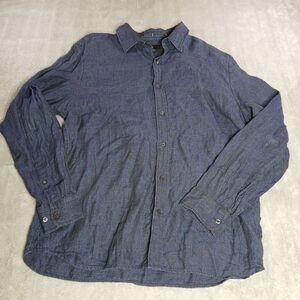 Banana Republic Button Up Shirt Men XL Blue Linen Slim Fit Preppy Casual Western